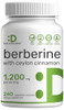 Deal Supplement Berberine With Ceylon Cinnamon 1200 Mg Per Serving 240 Vegetarian Capsules Berberine Supplement With Ceylon Cinnamon Extract NonGmo Gluten
