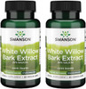 Swanson Maximum Strength White Willow Bark Extract-Promotes Joint Support & Muscle Relief-Standardized to 25% Salicin-Natural Supplement with No Stomach Irritation (60 Veggie Caps, 500mg Each) 2 Pack