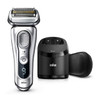 Braun Electric Razor for Men, Waterproof Foil Shaver, Series 9 9390cc, Wet & Dry Shave, With Pop-Up Beard Trimmer for Grooming, Cleaning & Charging SmartCare Center and Leather Travel Case, Silver