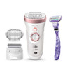 Braun Epilator Silkpil 9 9-870, Facial Hair Removal for Women, Wet & Dry, Women Shaver & Trimmer, Cordless, Rechargeable, with Venus Extra Smooth Razor