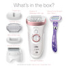 Braun Epilator Silkpil 9 9-870, Facial Hair Removal for Women, Wet & Dry, Women Shaver & Trimmer, Cordless, Rechargeable, with Venus Extra Smooth Razor