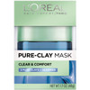 L'Oral Paris Pure-Clay Mask Skincare Pure-Clay Face Mask with Seaweed for Redness and Imperfections to Clear & Comfort, 1.7 oz.