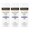 Neutrogena Age Shield Anti-Oxidant Face Lotion Sunscreen with Broad Spectrum SPF 70, Oil-Free & Non-Comedogenic Moisturizing Sunscreen to Prevent Signs of Aging, 3 fl. oz (Pack of 3)