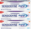 Sensodyne Rapid Relief Toothpaste for Sensitive Teeth and Cavity Prevention, Mint, Travel Size 0.8 Ounces (23g) - Pack of 3