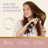 Professional Blowout Hair Dryer Brush, Black Gold Dryer and Volumizer, Hot Air Brush for Women, 75MM Oval Shape