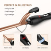 9mm Thin Curling Iron Ceramic, 3/8 Inch Small Barrel Curling Wand for Long & Short Hair, LCD Display with 9 Heat Setting Include Glove(Golden)