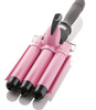 Alure Three Barrel Curling Iron Wand with LCD Temperature Display - 1 Inch Ceramic Tourmaline Triple Barrels, Dual Voltage Crimp (Pink)