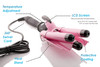 Alure Three Barrel Curling Iron Wand with LCD Temperature Display - 1 Inch Ceramic Tourmaline Triple Barrels, Dual Voltage Crimp (Pink)