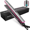 AmoVee Titanium Flat Iron Hair Straightener 1 Inch Ceramic Straightener and Curler Adjustable Temperature, Instant Heat Dual Voltage, Touchscreen and Digital LCD Display