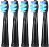 5pc Toothbrush Heads Compatible with Fairywill D7/D8/FW507/508, 551/917/959/D1/D3 (Black)