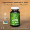 Nutrition Vegan Vitamin D3 & K2 | Bone + Cardiovascular Health | 2500 IU/80mcg | Immune Function | 60 Servings