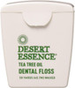 Desert Essence Tea Tree Oil Dental Floss - 50 Yards - Pack of 6 - Naturally Waxed w/Beeswax - Thick Flossing No Shred Tape - On The Go - Removes Food Debris Buildup - Cruelty-Free Antiseptic