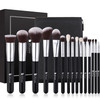 DUcare Makeup Brushes set 15 Pcs Makeup Brush Set with Bag Kabuki Foundation Blending Blush Eyeliner Shadow Brow Concealer Brushes Kit Black