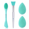 Silicone Mask Brush Applicator, DUcare Facial Cleansing Sponge and Soft Silicone Facial Mud Mask Brush, Facial Sponge Makeup Tool set Green