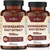 Ashwagandha 1950mg (2 Pack) - Ashwagandha Root Powder with BioPerine. Mood Support Supplement - 180 Veggie Capsules - New Age