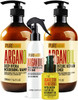 Moroccan Argan Oil Shampoo and Conditioner SLS Sulfate Free Set and Heat Protectant Spray and Moroccan Argan Oil Hair Serum with Keratin