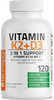 Vitamin K2 Mk-7 Plus Vitamin D3 Extra Strength - 120 Capsules