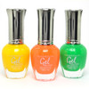 Kleancolor 3 Gel Effect Nail Polish Neon Yellow Orange Green No LED or UV Needed K3GEL04  Free ZipBag