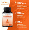 Organic Ashwagandha 2000mg with Black Pepper Extract - Ashwaganda Root Powder Supplement for Adrenal Fatigue, Mood & Thyroid Support - 90 Vegan Capsules