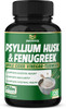 Psyllium Husk Capsules 3750mg  Fenugreek Apple Cider Vinegar Turmeric  Fiber Supplement for Supports Digestive Health  Regularity 120 Count