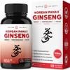 NutraChamps Korean Red Panax Ginseng 1650mg - 120 Vegan Capsules Extra Strength Root Extract Powder Supplement w/ High Ginsenosides for Energy, Performance & Focus Pills for Men & Women