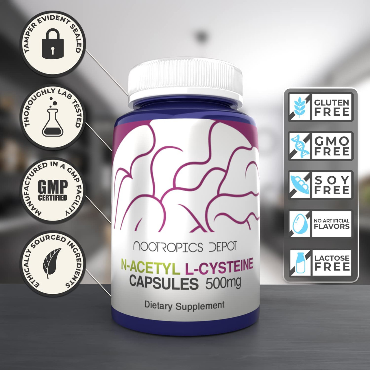 NAcetyl LCysteine Capsules 500mg NAC 60 Count Supports Healthy Liver  Function Cellular Health Glutathione Levels Healthy