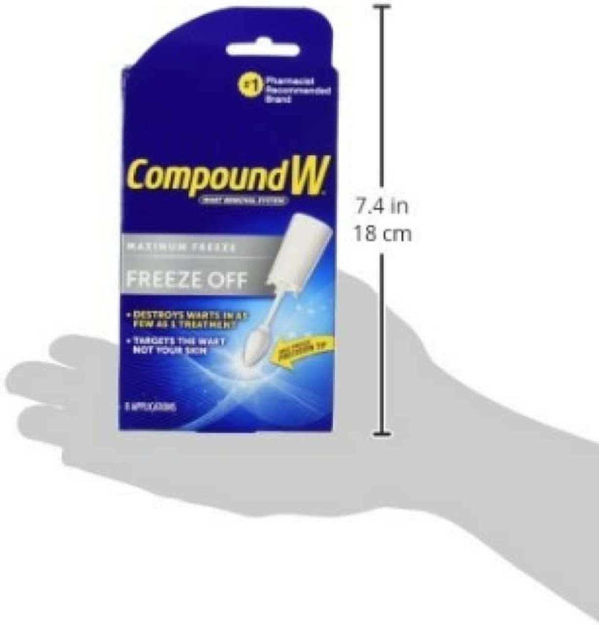  Compound W Dual Power for Large Warts, Freeze Off & Liquid Wart  Remover, 8 Freeze Applications and 12 Comfort Pads : Health & Household
