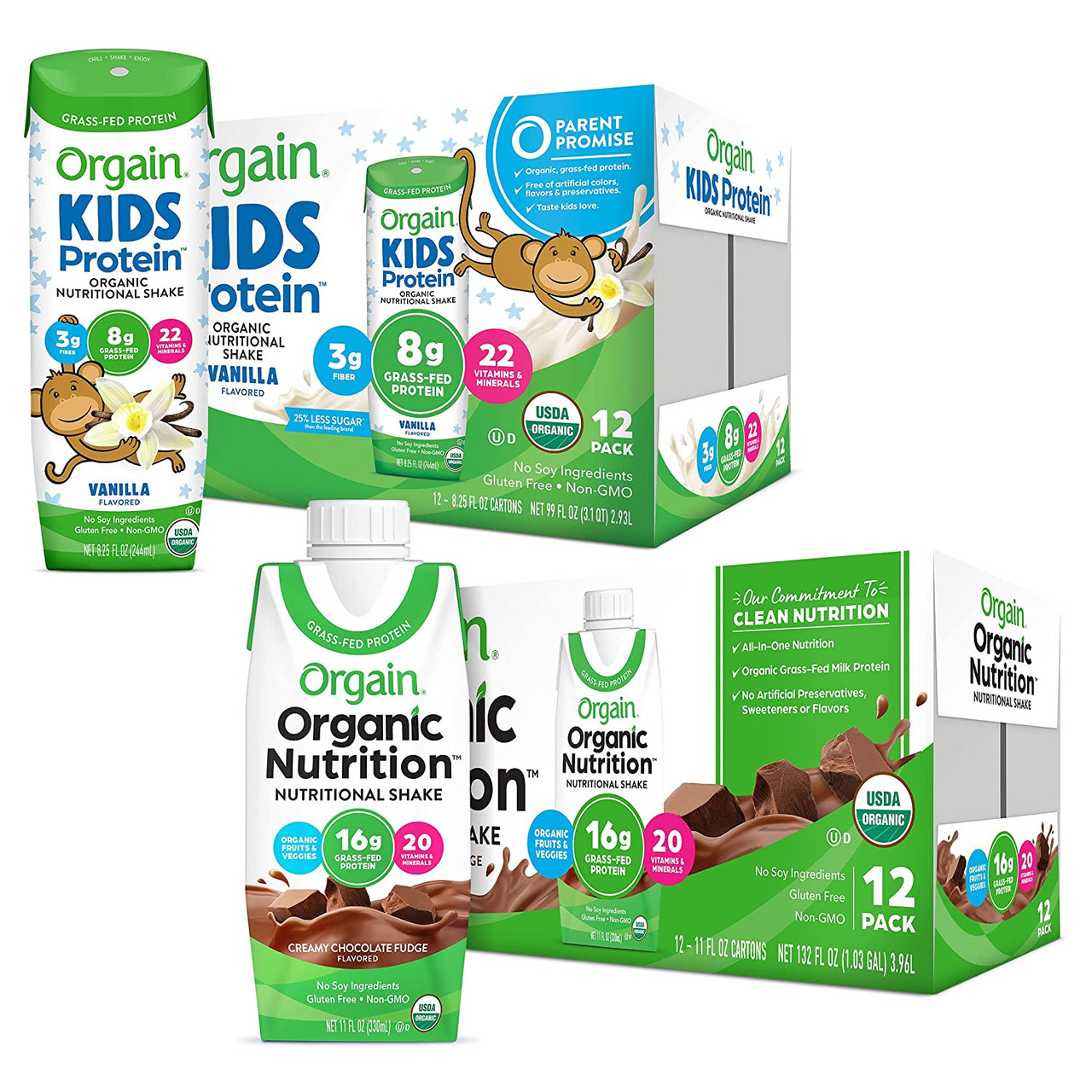 Orgain Organic Kids Nutritional Protein Shake, Vanilla - Kids Snacks with  8g Dairy Protein, 22 Vitamins & Minerals, Fruits & Vegetables, Gluten Free