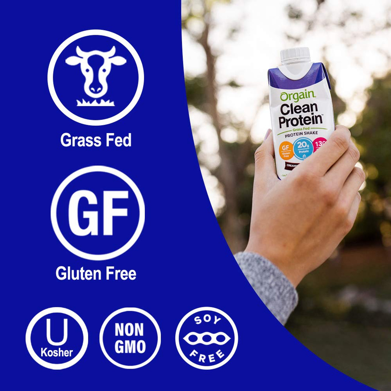 Orgain Grass Fed Clean Protein Shake, Creamy Chocolate Fudge