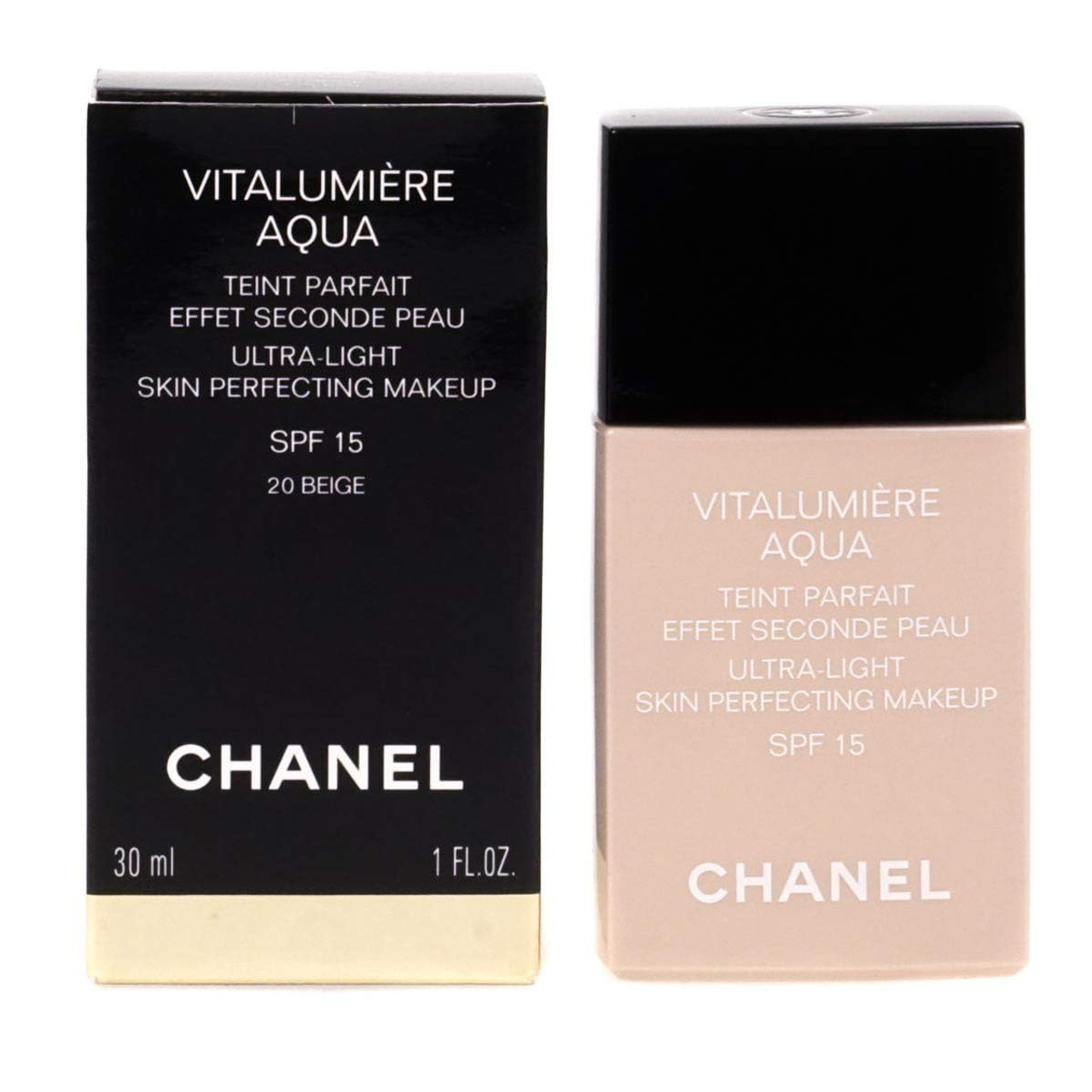 Chanel Vitalumiere Aqua Ultra Light Skin Perfecting Make Up SFP 15 B20  Beige Tendre 30ml/1oz