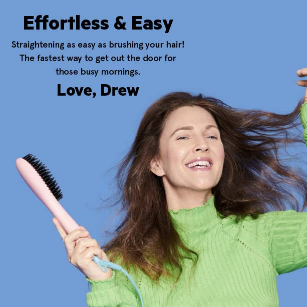 Flower Beauty Ceramic Straightening Brush Detangling Hair Brush  Straightener with Powerful Ceramic Heated Plates Heat Settings for Smooth  FrizzFree