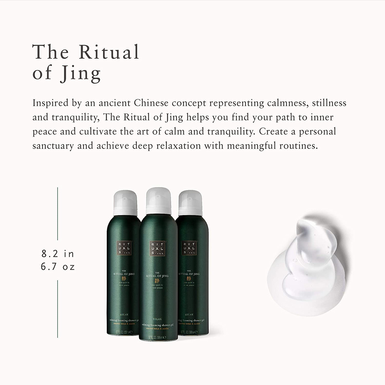 RITUALS Jing Foaming Shower Gel - Nourishing & Gentle Body Wash with Sacred  Lotus & Jujube - 6.7