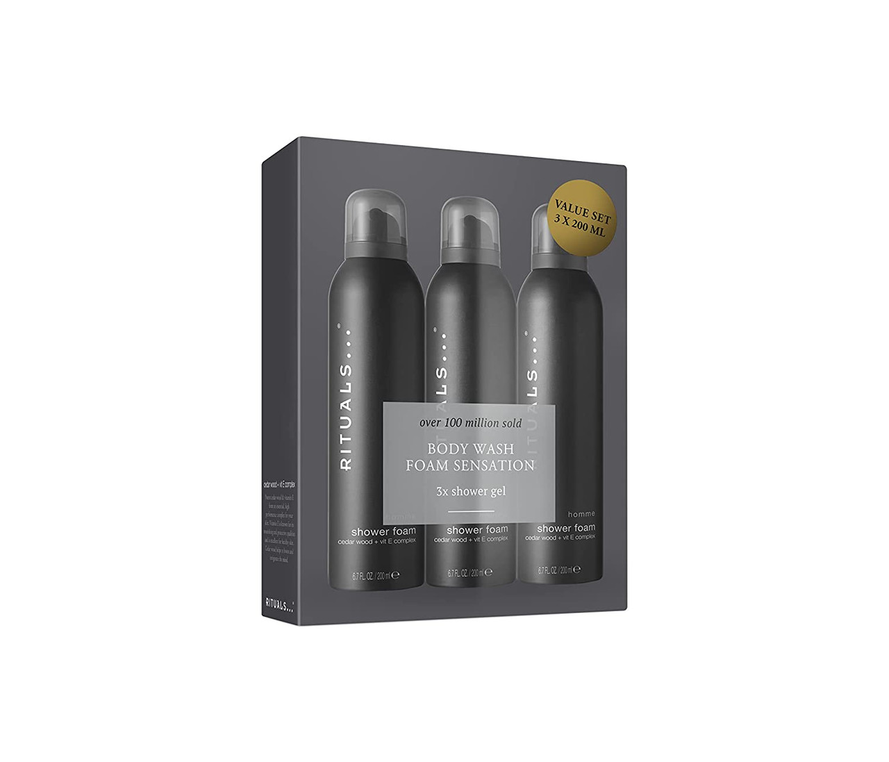 RITUALS Gift Set for Men from The Homme Collection - Shower Gel, 2-in-1  Shampoo & Body Wash, Body Lotion, Eau de Parfum - with Cedar Wood & Vitamin  E Complex - Medium 
