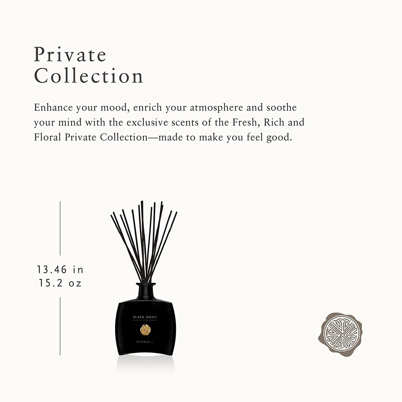 RITUALS Black Oudh Luxury Oil Reed Diffuser Set - Fragrance Sticks with  Black Oudh & Patchouli - 15.2 Fl Oz