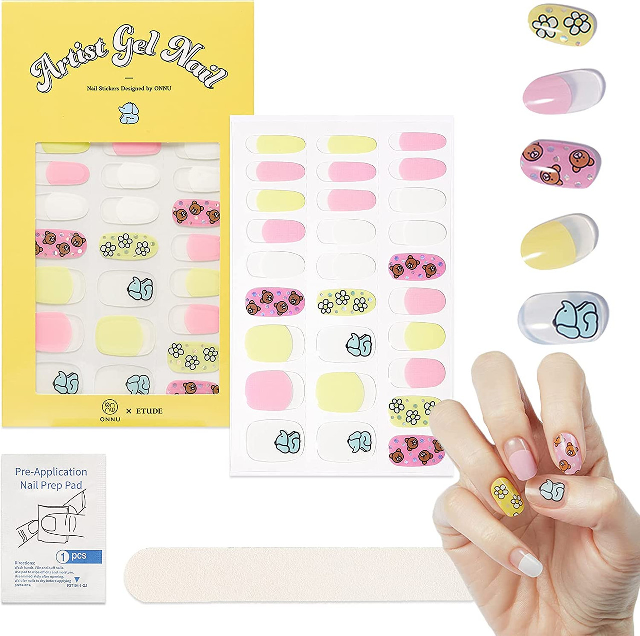 KAWAII Nail Stickers for Nail Art - Cute Kawaii Nail Stickers, 4 Sheets  Self Adhesive DIY Nail