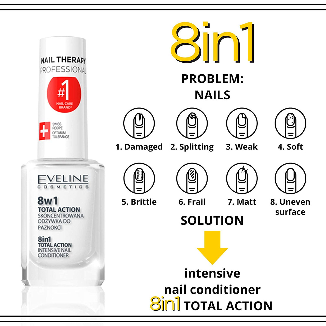 Eveline Nail Therapy 8in1 Total Action Intensive Nail Conditioner 12ml  www.megastore.com.mt