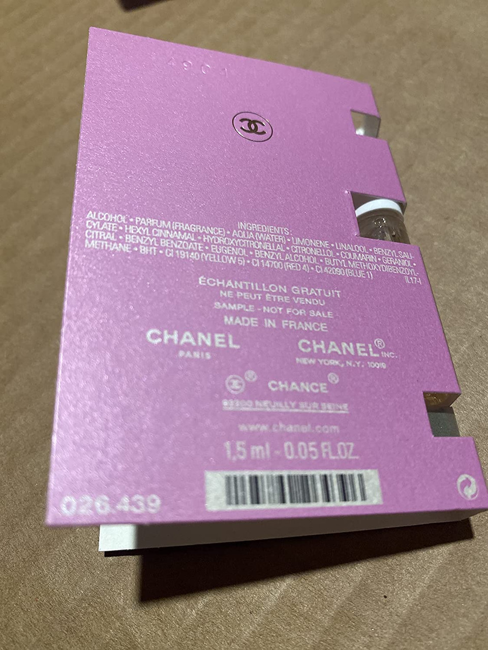 2 x Chanel No 5: 1 EDP & 1 L'eau EDT Sample Spray 1.5ml / 0.05oz each 