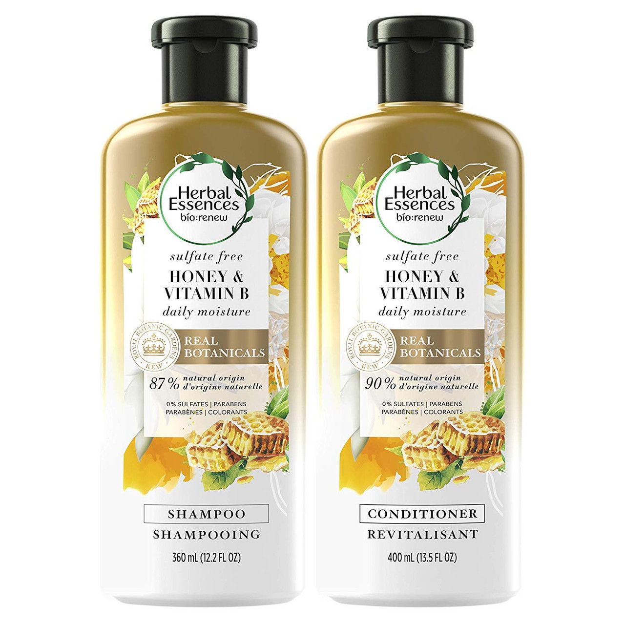 Herbal Essences, Sulfate Free Shampoo and Conditioner Kit With Natural Source Ingredients, BioRenew Honey & Vitamin Color Safe, 13.5 & 12.2 fl oz, Kit - Kiwla