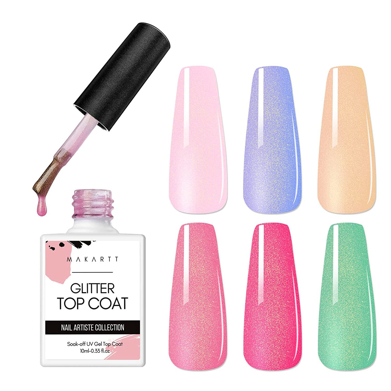 Makartt No Wipe Top Coat and Base Coat Kit, Clear Gloss Shiny Stain  Resistant General Gel