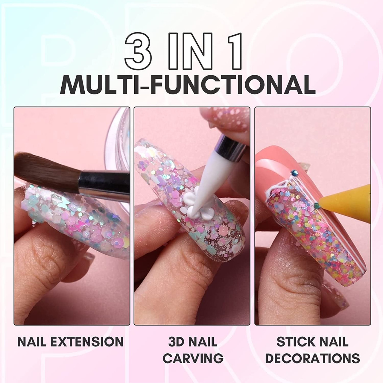 Nail Builder Extension Acrylic Powder Glitter For Nail Art Design Long  Strong Nails