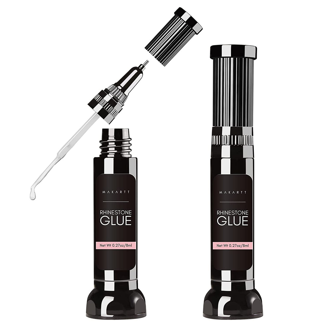 Makartt 2pcs Nail Rhinestone Glue Gel with Nail Rhinestone Glue Gel  Bundle,Nail Rhinestone Glue Gel with Brush& Pen tip, Super Strong Gem Glue  Gel 1.06oz for Nail Glitter Jewels Crystals