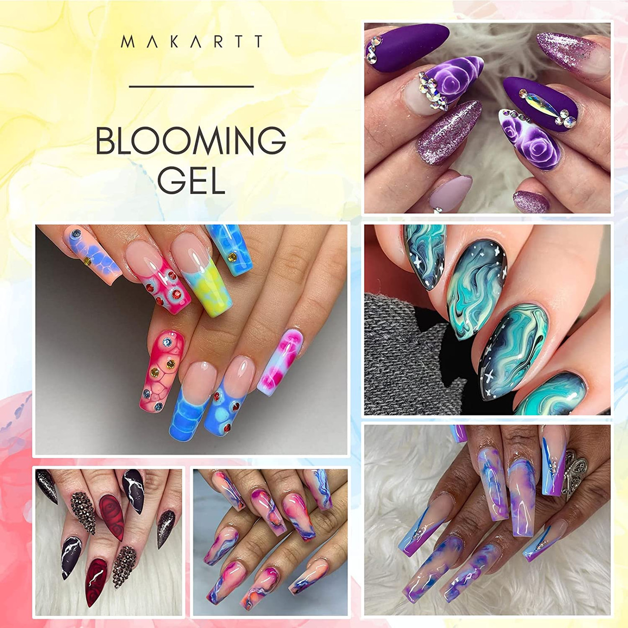 ETYJO Clear Blooming Gel Nagellack – Für Marmor, Aquarell, Blumen-Design, 8ml, UV/LED Aushärtbar