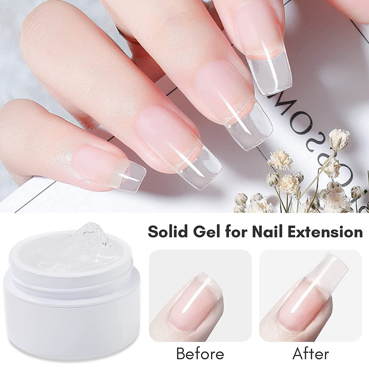 Makartt 4 in 1 Glux Gel Clear Solid Nail Extension Gel Builder Nail Gel 15  ml UV Nail Glue Bundle with Makartt Nail Dehydrator and Primer Set, Air Dry  Professional Long-lasting Nail Prep