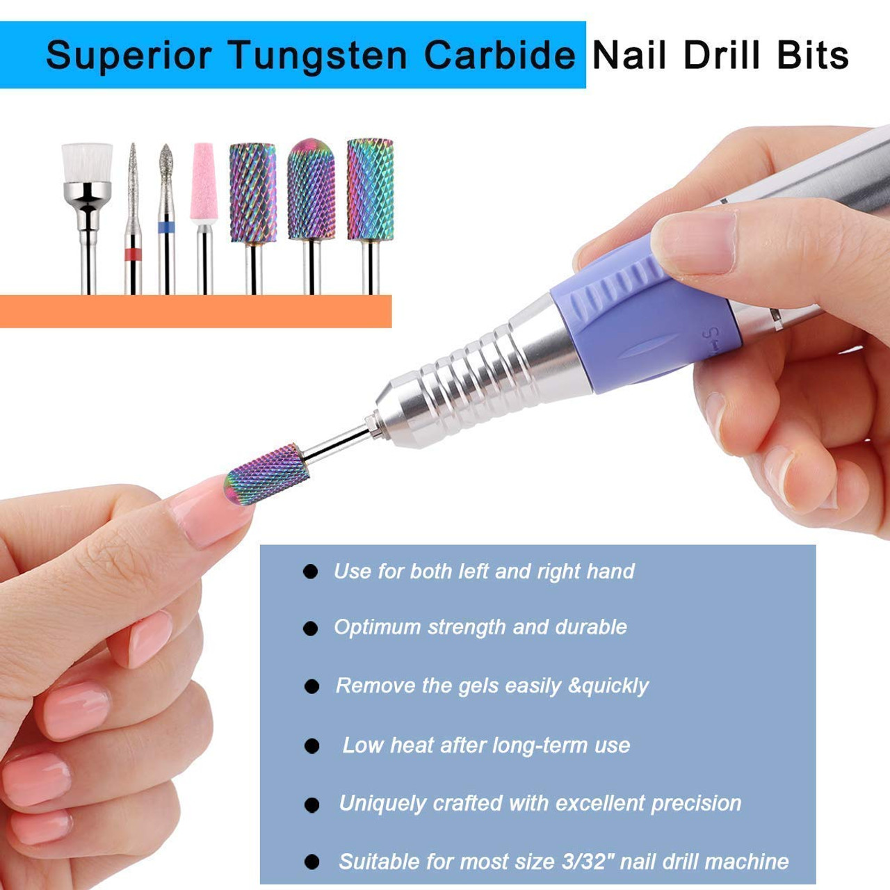 Round Head F)Nail Drill Bits Nail Tungsten Steel Tapered Drill Bits For  Nails | eBay