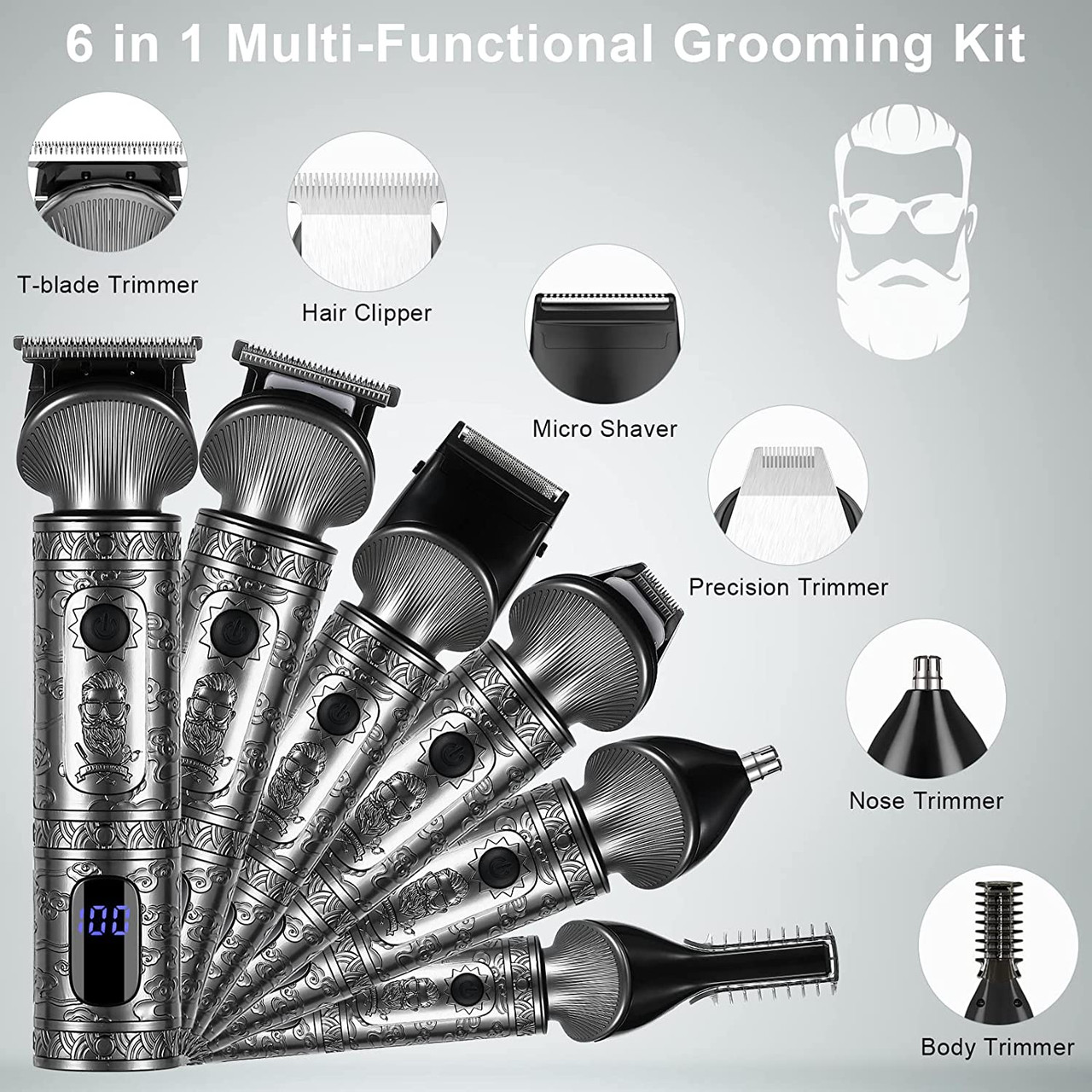 Hatteker Beard Trimmer Kit for Men Professional Hair Clipper