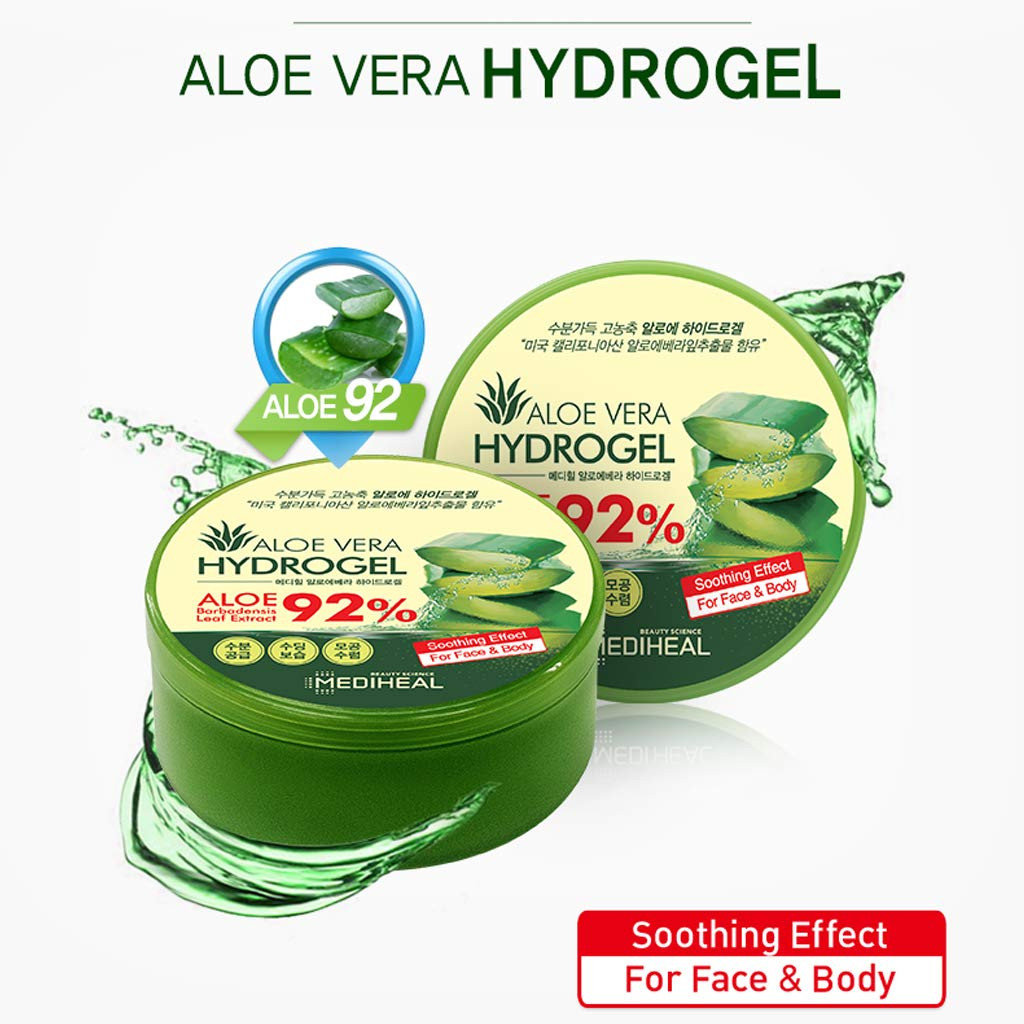 Mediheal 92% Aloe Vera Hydrogel - Great for Skin and Hair - Sun Burn  Relief, Moisturizing, Dry Skin,