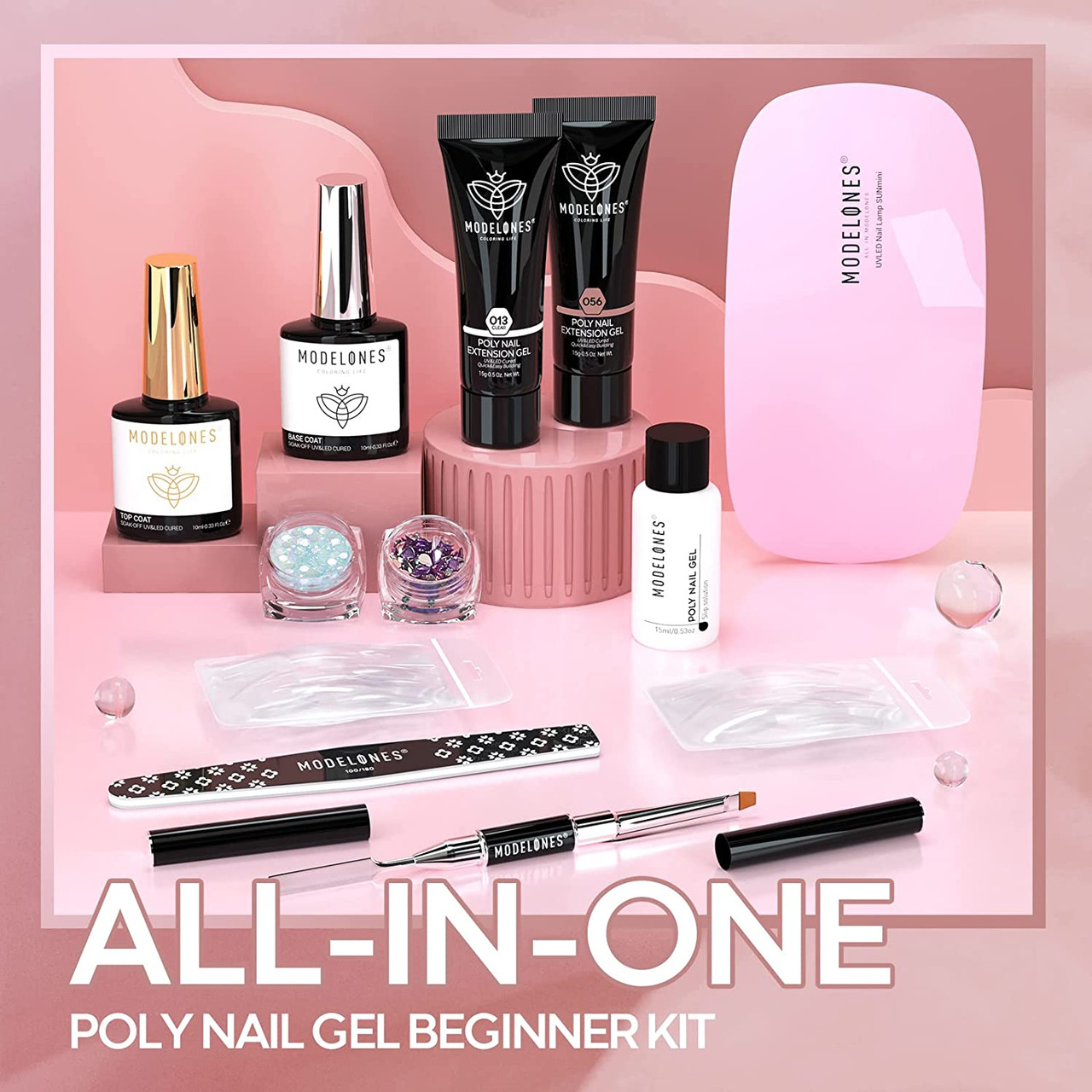 Amazon.com : Beetles Poly Extension Gel Nail Kit, 6 colors Nail Builder Gel  Nail Enhancement Trial Kit Professional Technician All-in-One French Kit  with Mini Nail Lamp Base Matte Top Coat SlipSolution Starter