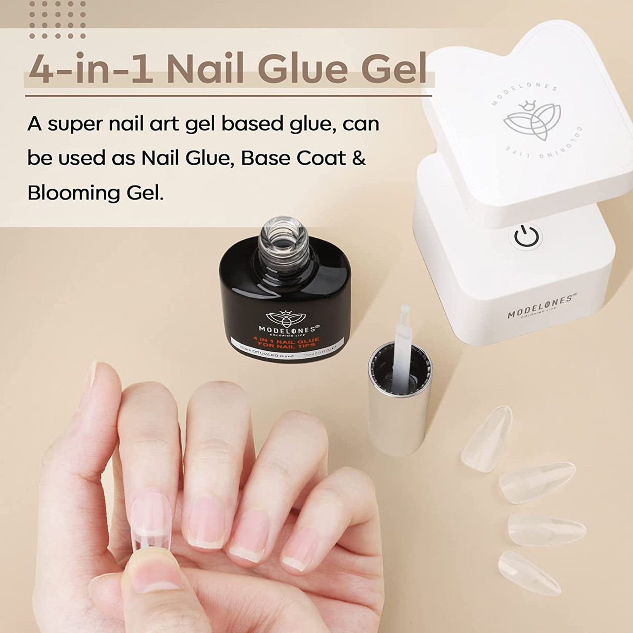 Modelones Rhinestone Glue Gel for Nails Gem Glue NO WIPE Nail Gel