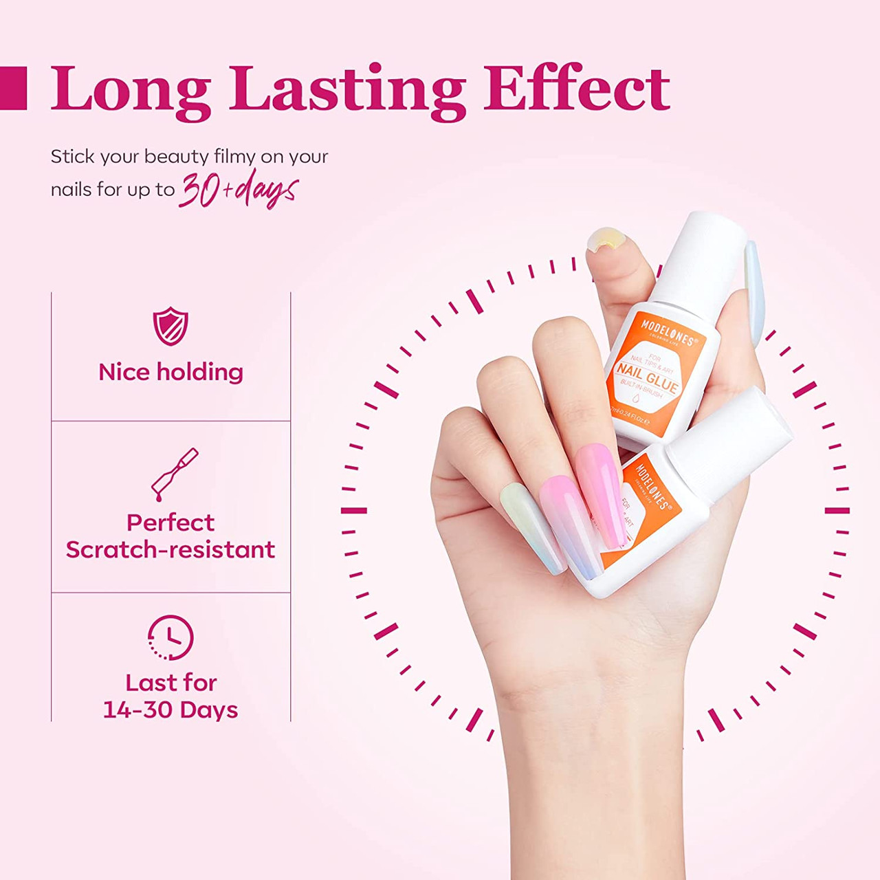 Pink Brush On Faux Nail Glue | Icing US