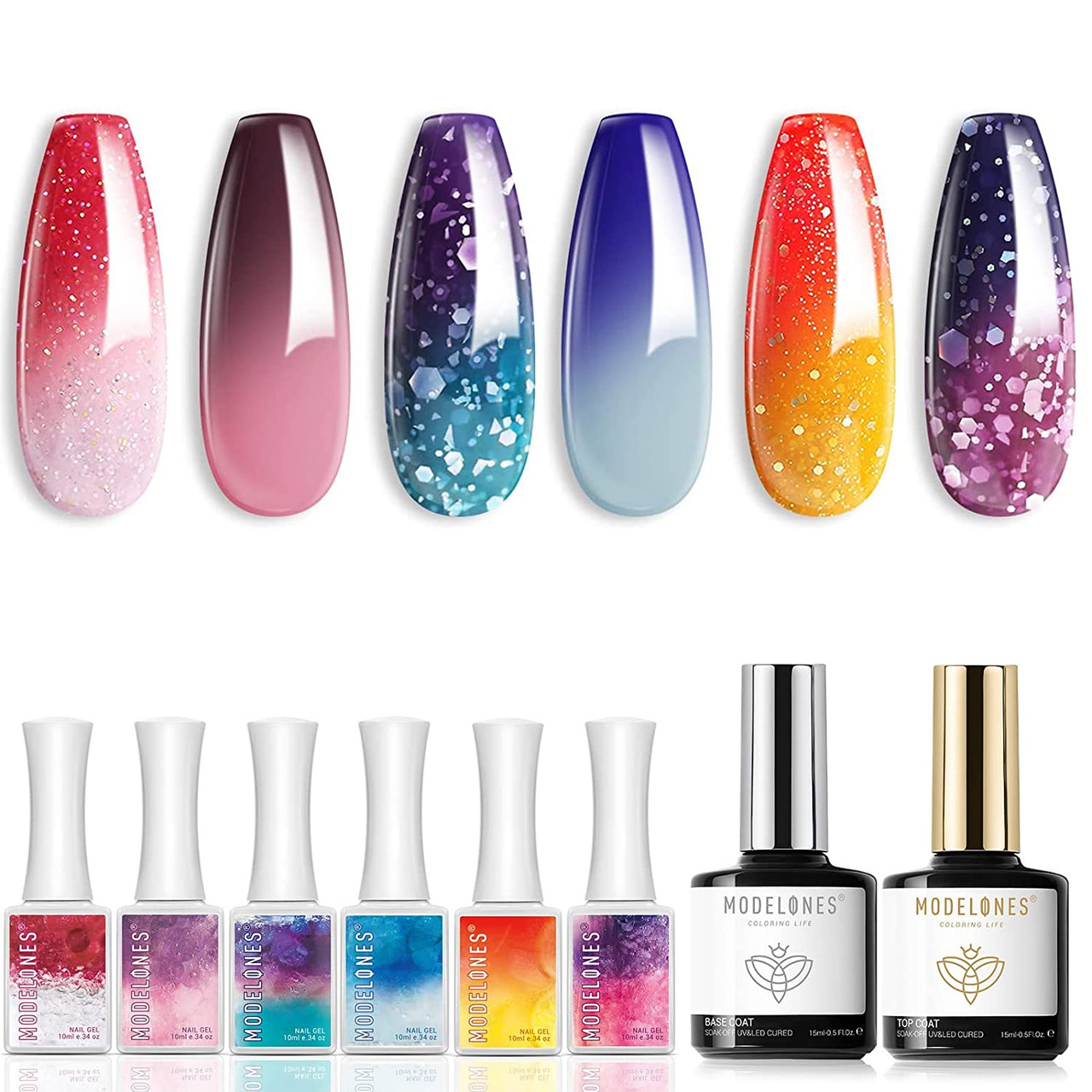 Amazon.com : Croitout Gel Nail Polish Set,Color Changing Thermal Gel,Chameleon  Gel,UV Gel Soak Off Nail Art Pastel Gel Kit -1 : Beauty & Personal Care